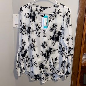 Allan Surplice Tie Sleeve High Low Blouse
